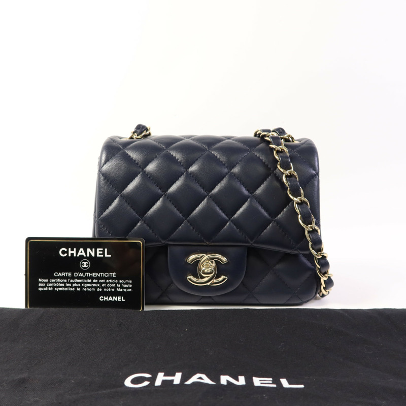 CHANEL 羊皮皮革Mini Classic 17金扣肩背袋-20