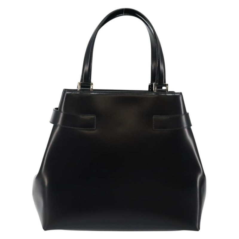 【日本直送】Salvatore Ferragamo Gancini 手提包 皮革 黑色 銀色 正品 143654V-1