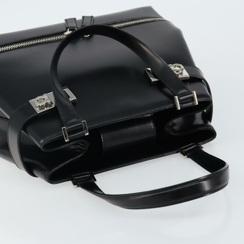 【日本直送】Salvatore Ferragamo Gancini 手提包 皮革 黑色 銀色 正品 143654V-5