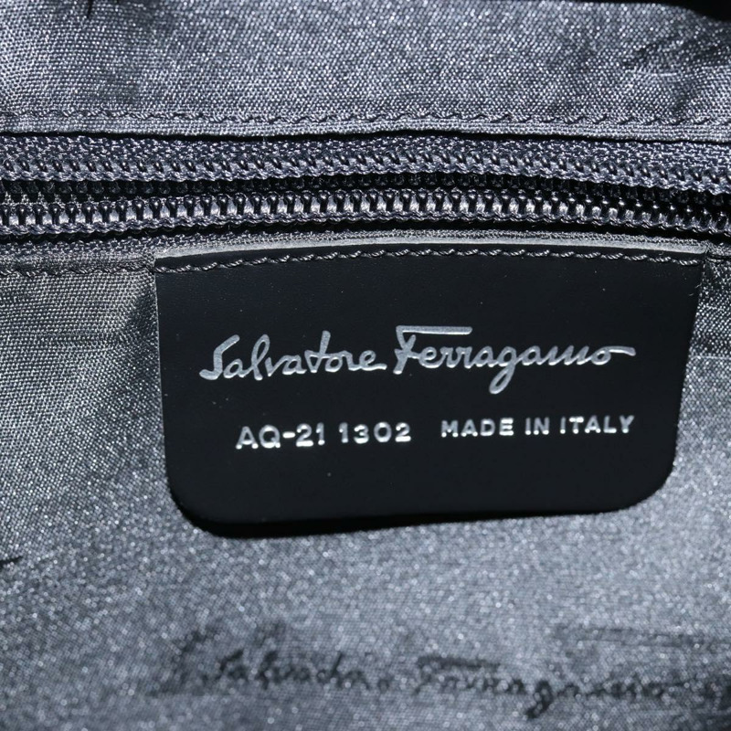 【日本直送】Salvatore Ferragamo Gancini 手提包 皮革 黑色 銀色 正品 143654V-10