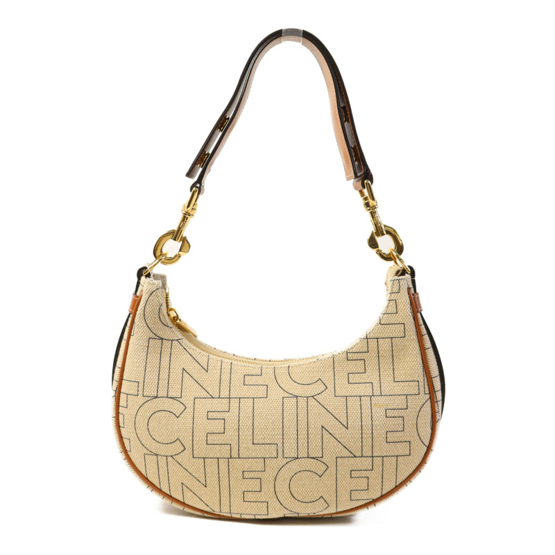 CELINE 帆布/皮革Ava Triomphe金扣肩背袋-0