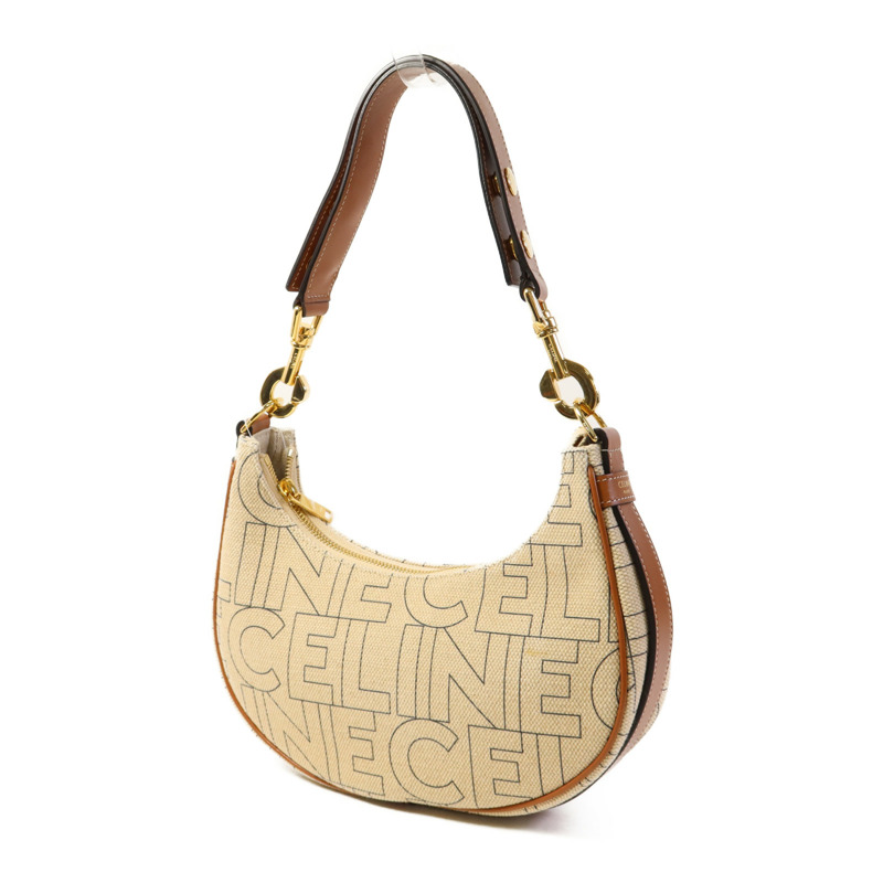 CELINE 帆布/皮革Ava Triomphe金扣肩背袋-2