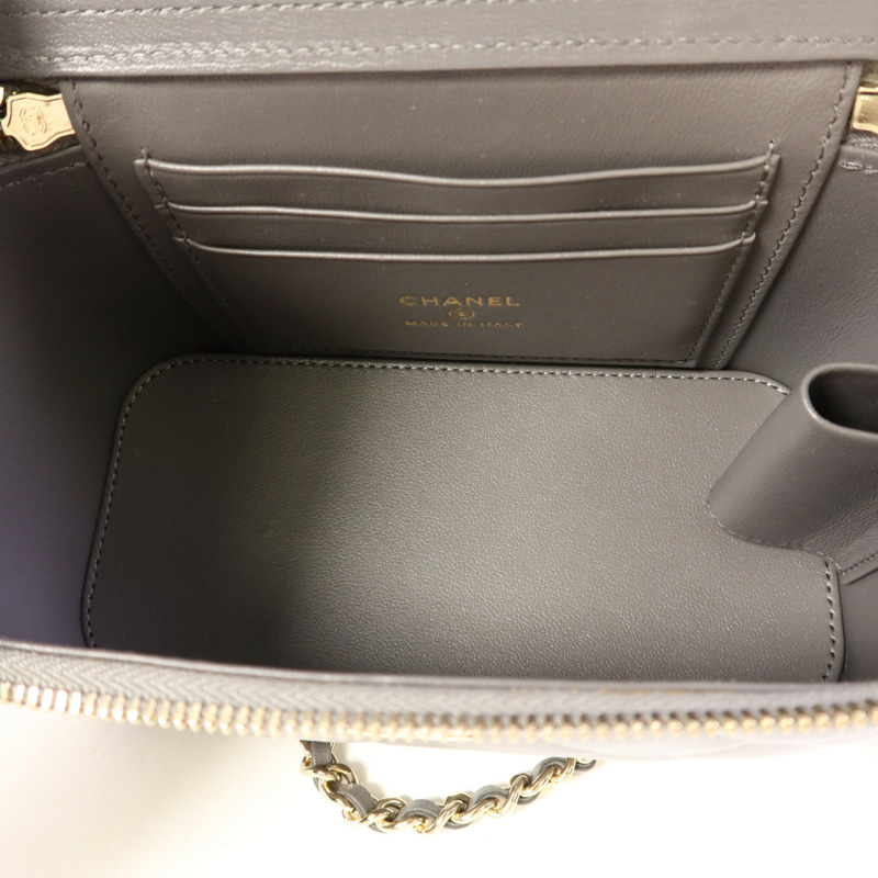 CHANEL 羊皮皮革Vanity Case金扣手挽肩背兩用袋-5