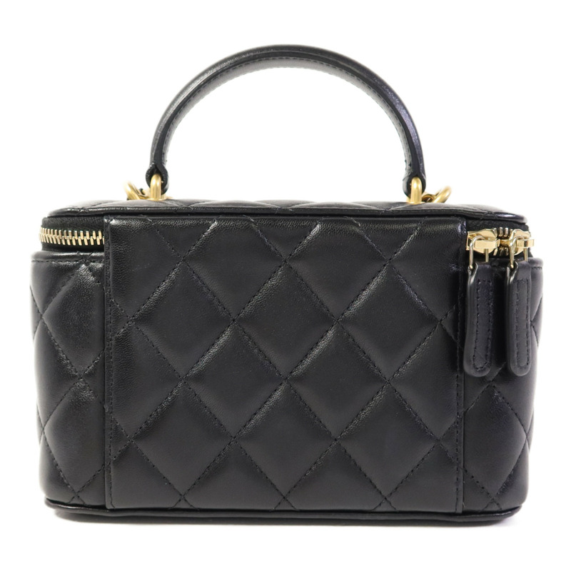 CHANEL 羊皮皮革Vanity Case金扣鏈帶手挽肩背兩用袋-1