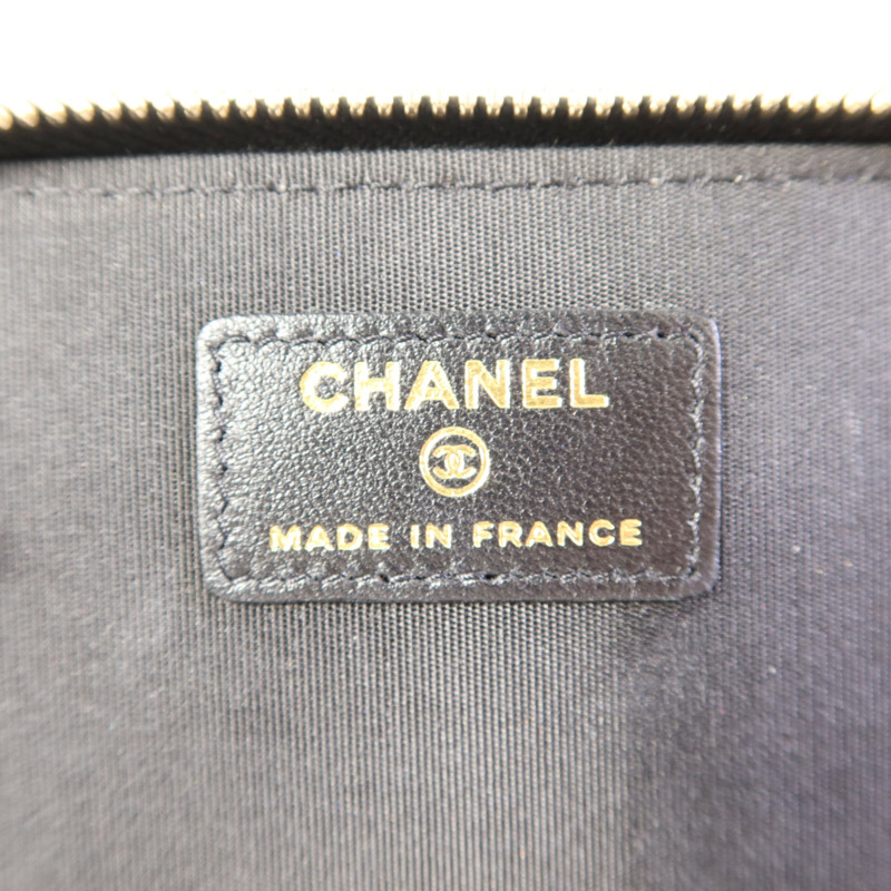CHANEL 羊皮皮革Vanity Case金扣鏈帶手挽肩背兩用袋-6