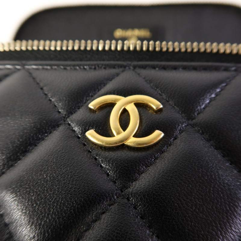 CHANEL 羊皮皮革Vanity Case金扣鏈帶手挽肩背兩用袋-8