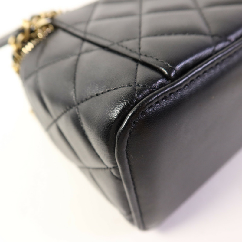 CHANEL 羊皮皮革Vanity Case金扣鏈帶手挽肩背兩用袋-12