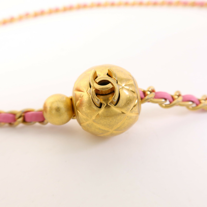 CHANEL 羊皮皮革Classic 20 Golden Ball金扣鏈帶肩背袋-11