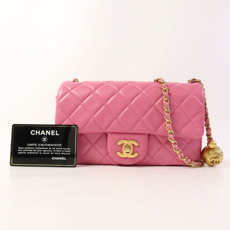CHANEL 羊皮皮革Classic 20 Golden Ball金扣鏈帶肩背袋-19