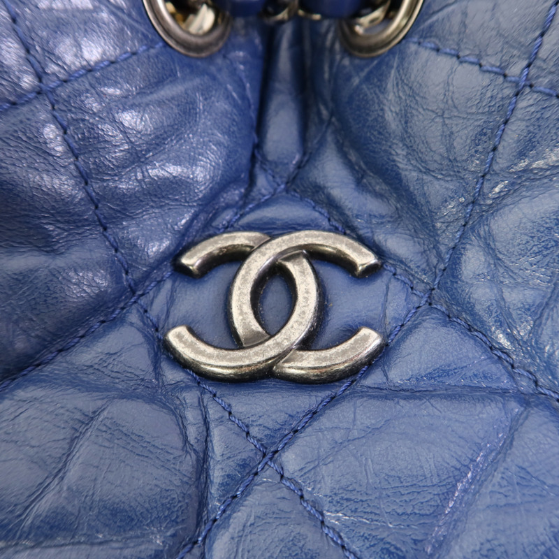 CHANEL 牛皮皮革Gabrielle Backpack銀扣背包-9