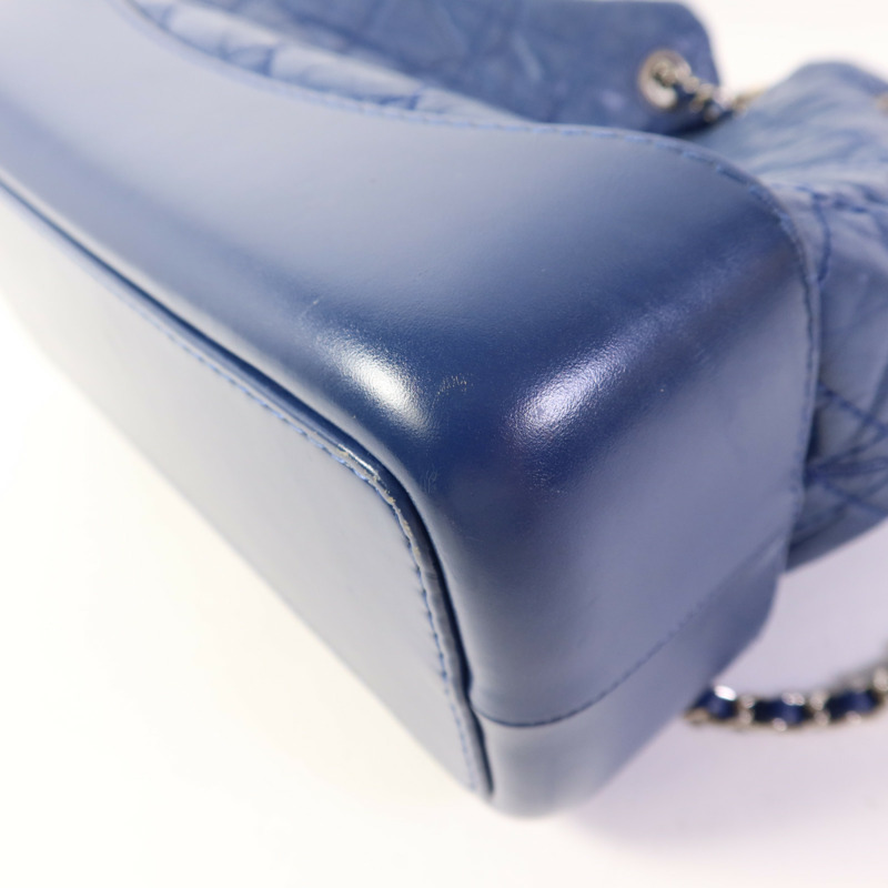 CHANEL 牛皮皮革Gabrielle Backpack銀扣背包-10