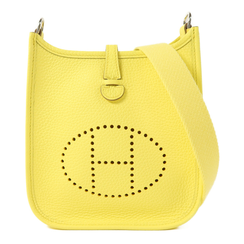 HERMES Clemence皮革Evelyne TPM銀扣肩背袋Lime-0