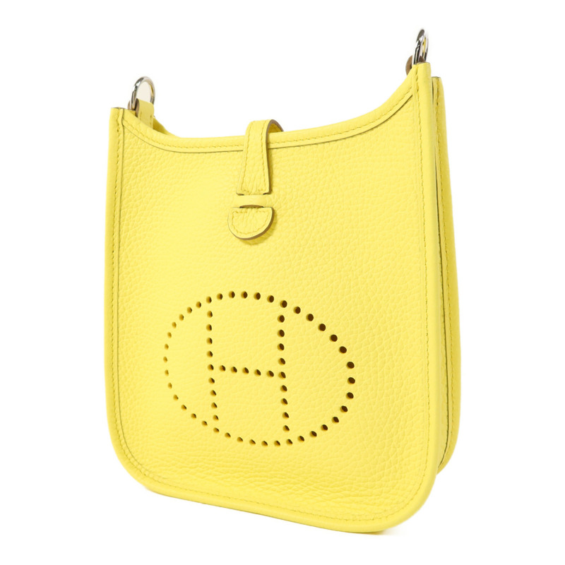 HERMES Clemence皮革Evelyne TPM銀扣肩背袋Lime-2