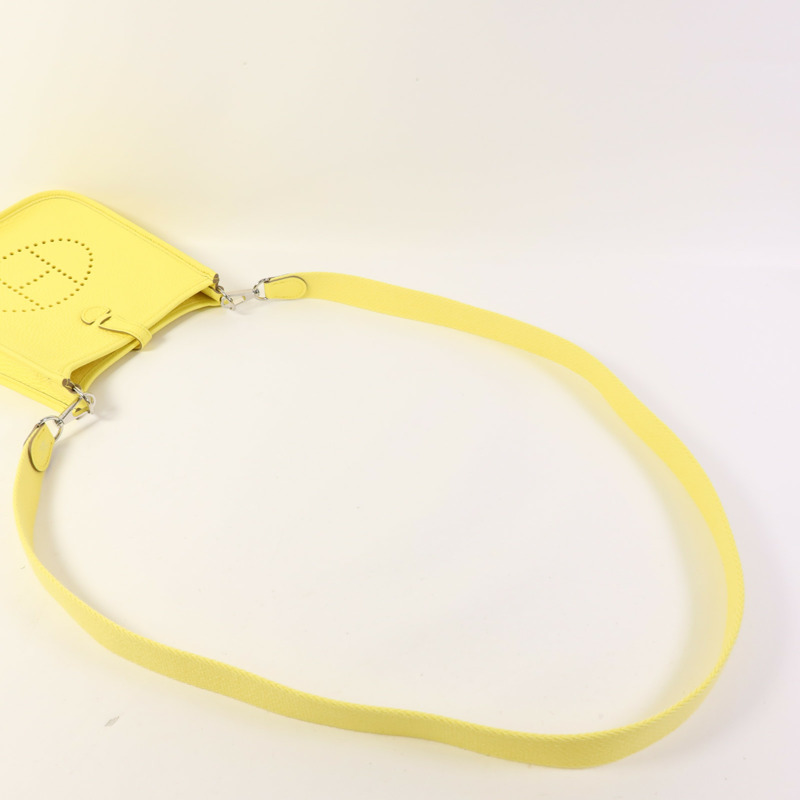 HERMES Clemence皮革Evelyne TPM銀扣肩背袋Lime-4
