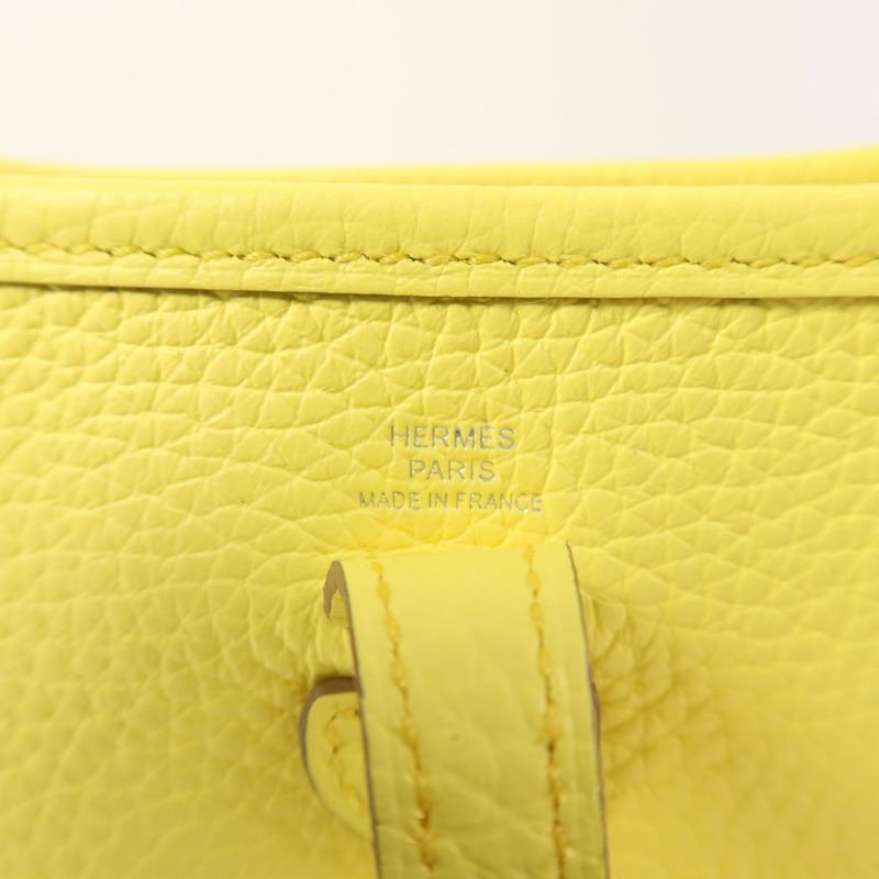 HERMES Clemence皮革Evelyne TPM銀扣肩背袋Lime-6