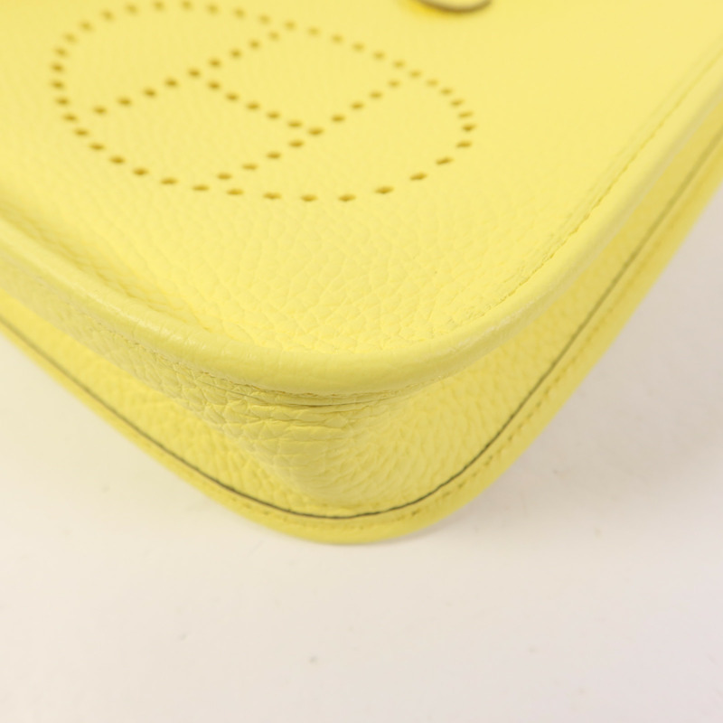 HERMES Clemence皮革Evelyne TPM銀扣肩背袋Lime-9