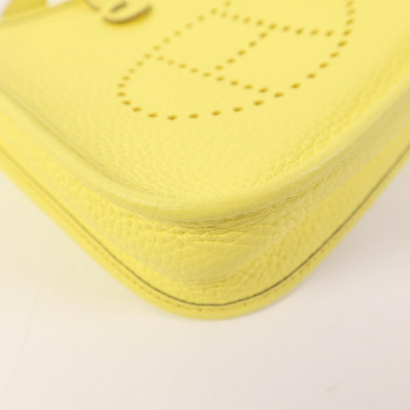 HERMES Clemence皮革Evelyne TPM銀扣肩背袋Lime-10
