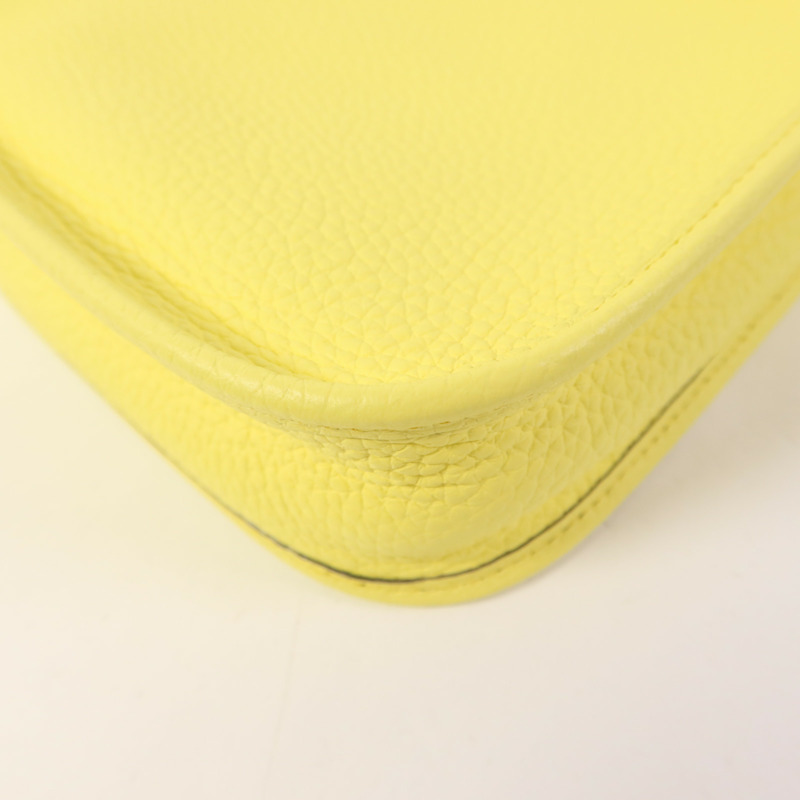HERMES Clemence皮革Evelyne TPM銀扣肩背袋Lime-11