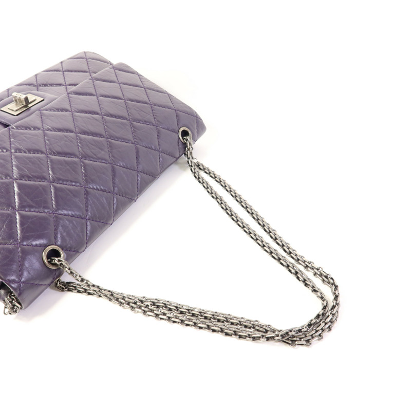 CHANEL 牛皮皮革2.55 Jumbo銀扣鏈帶肩背袋-5