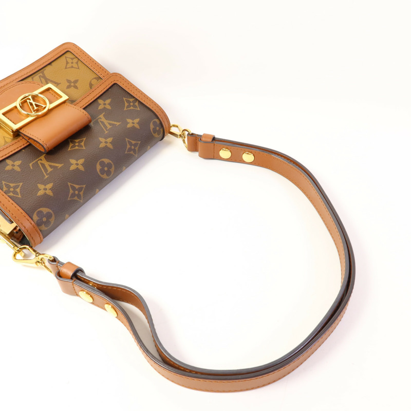 LOUIS VUITTON Monogram Reverse Mini Dauphine金扣肩背袋-4