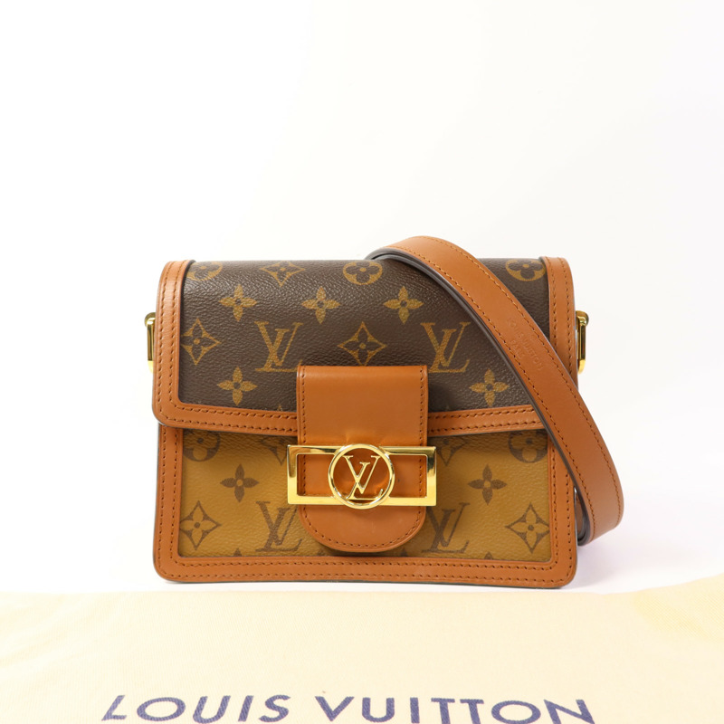 LOUIS VUITTON Monogram Reverse Mini Dauphine金扣肩背袋-19