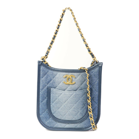 CHANEL 牛仔布24S Hobo金扣手挽肩背兩用袋