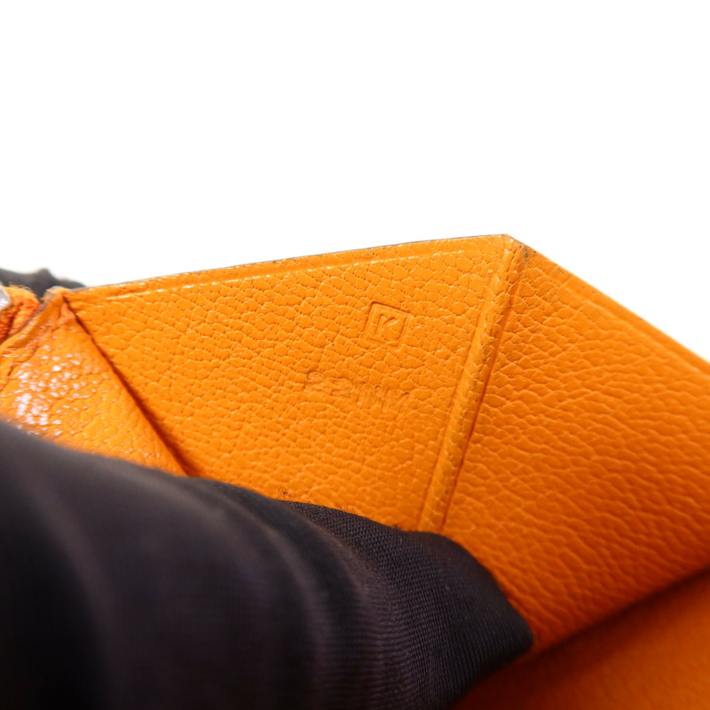 HERMES Chevre皮革Bearn Wallet銀扣長錢包Apricot-6