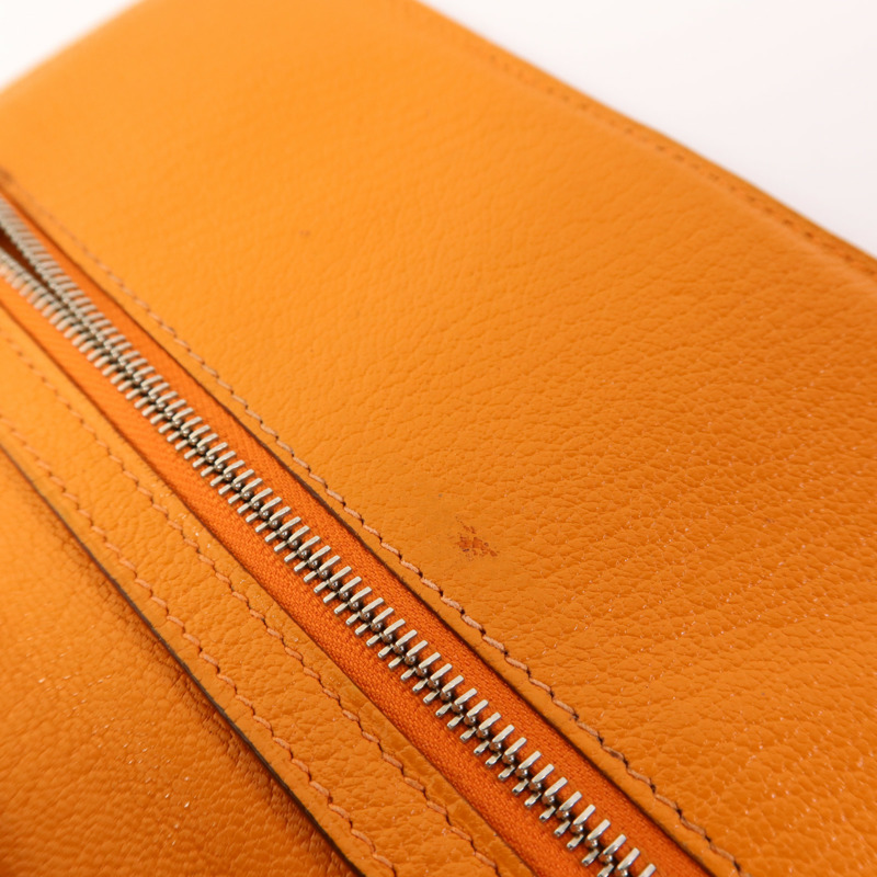 HERMES Chevre皮革Bearn Wallet銀扣長錢包Apricot-15