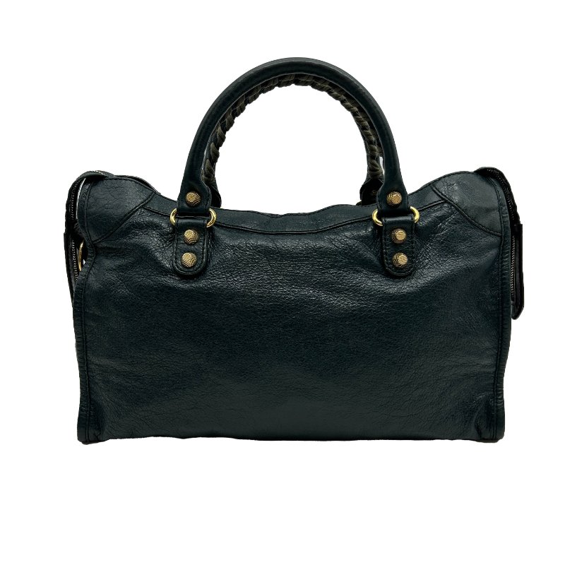 Balenciaga墨綠色金扣提背二用機車包-1