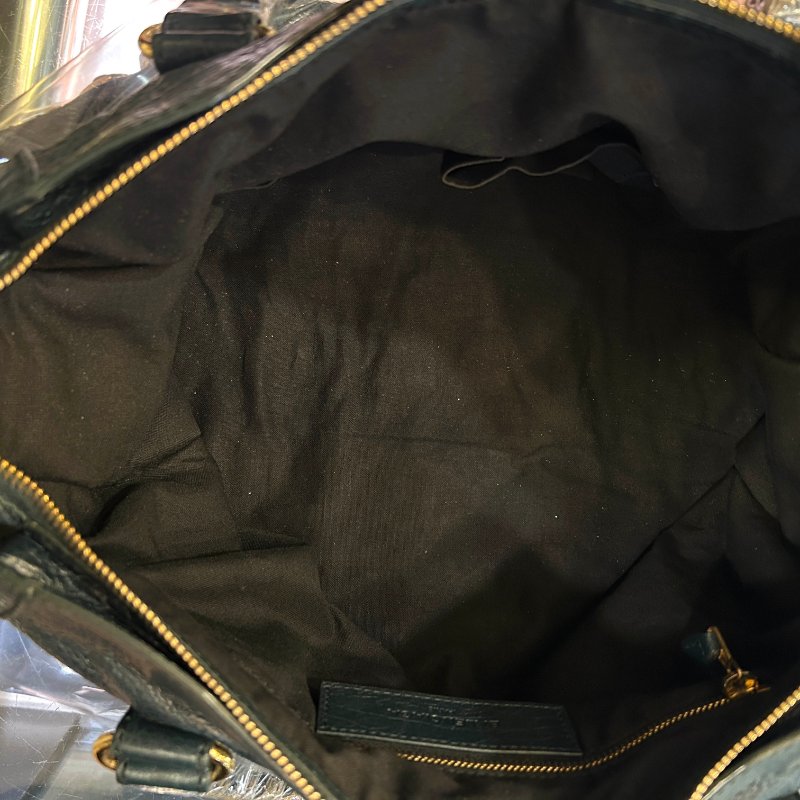 Balenciaga墨綠色金扣提背二用機車包-6