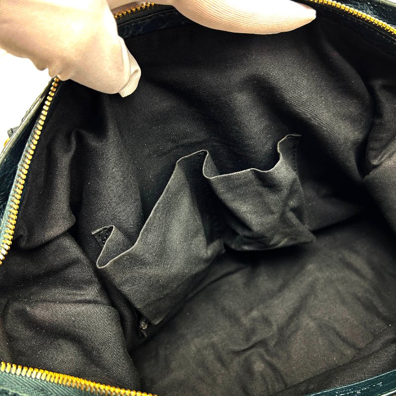 Balenciaga墨綠色金扣提背二用機車包-10
