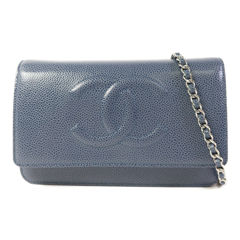 CHANEL 牛皮皮革WOC Wallet On Chain銀扣鏈帶肩背袋-0