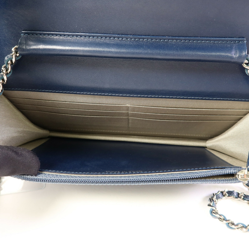 CHANEL 牛皮皮革WOC Wallet On Chain銀扣鏈帶肩背袋-5
