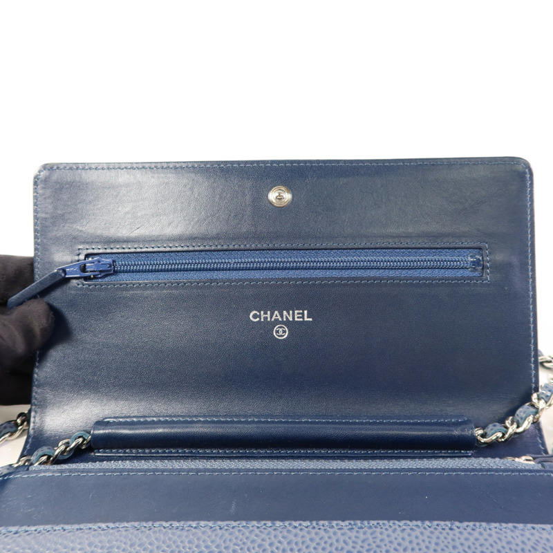 CHANEL 牛皮皮革WOC Wallet On Chain銀扣鏈帶肩背袋-6
