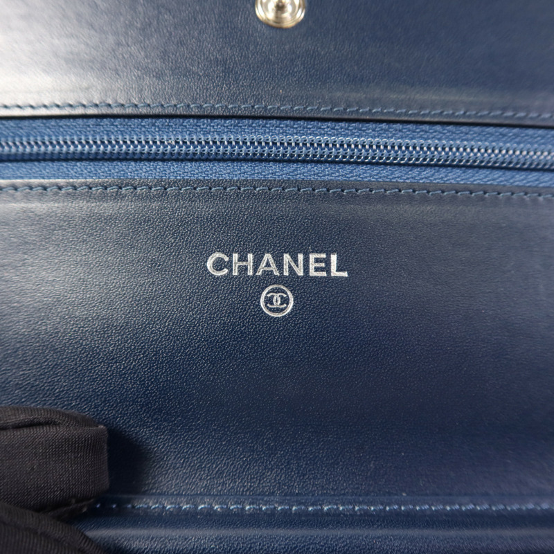 CHANEL 牛皮皮革WOC Wallet On Chain銀扣鏈帶肩背袋-7