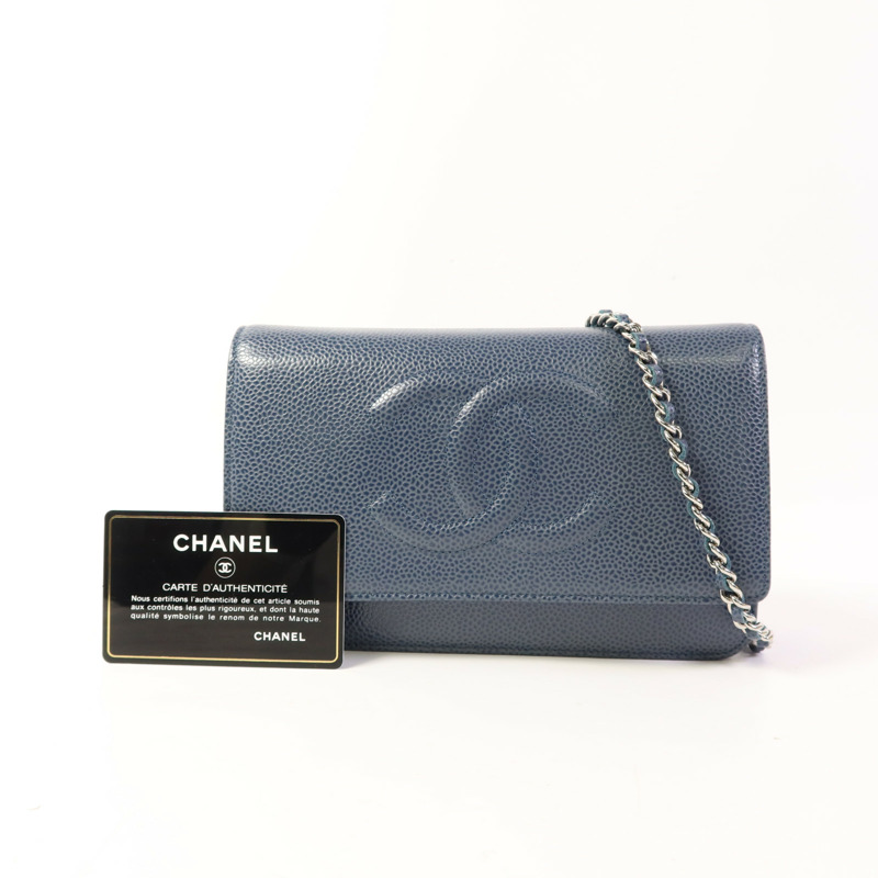 CHANEL 牛皮皮革WOC Wallet On Chain銀扣鏈帶肩背袋-11