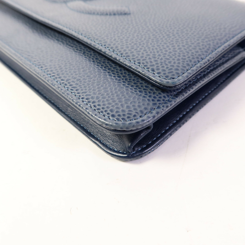 CHANEL 牛皮皮革WOC Wallet On Chain銀扣鏈帶肩背袋-12