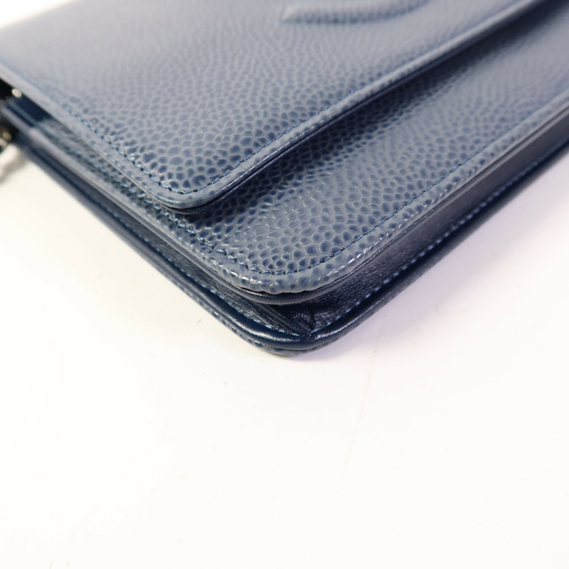 CHANEL 牛皮皮革WOC Wallet On Chain銀扣鏈帶肩背袋-13