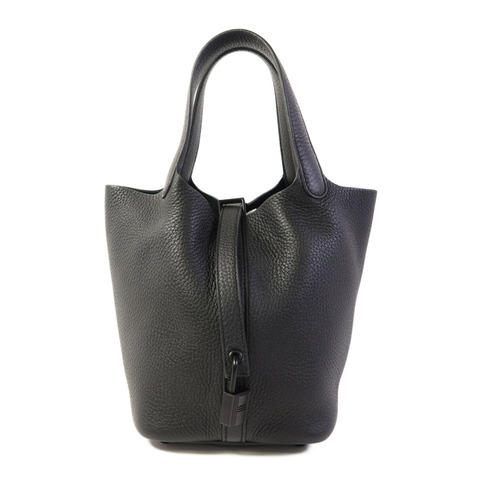 HERMES Clemence皮革Picotin PM手挽袋So Black