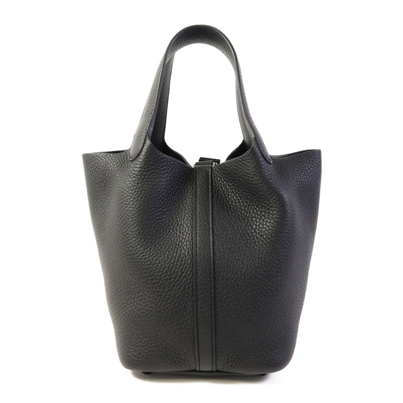 HERMES Clemence皮革Picotin PM手挽袋So Black-1