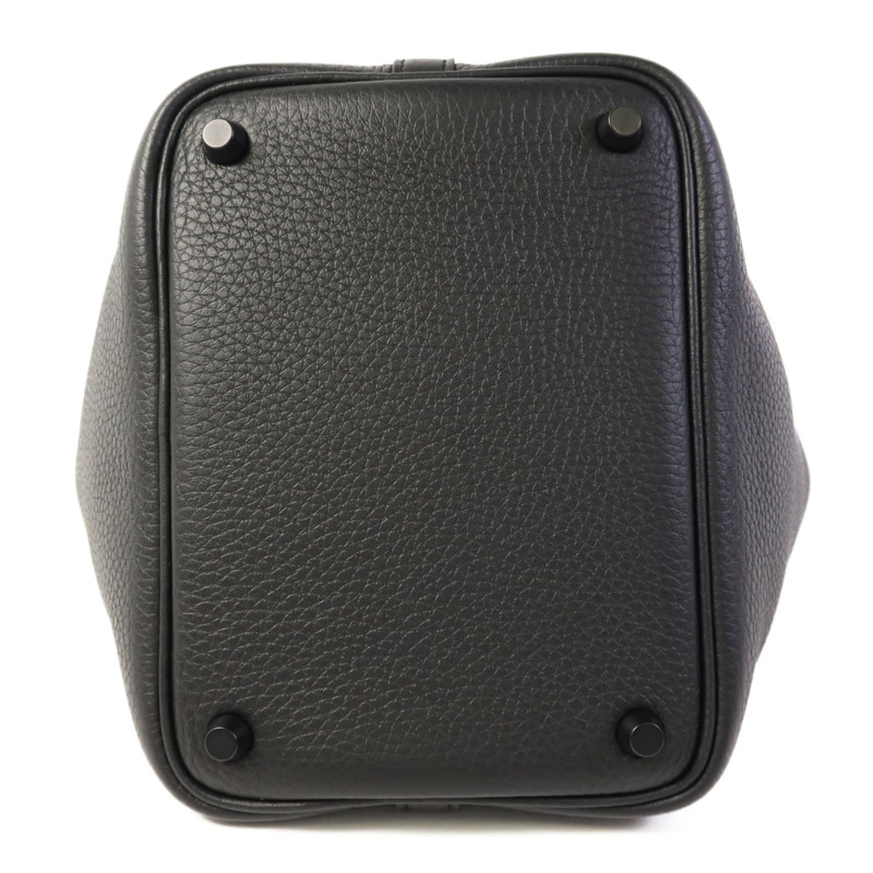 HERMES Clemence皮革Picotin PM手挽袋So Black-3