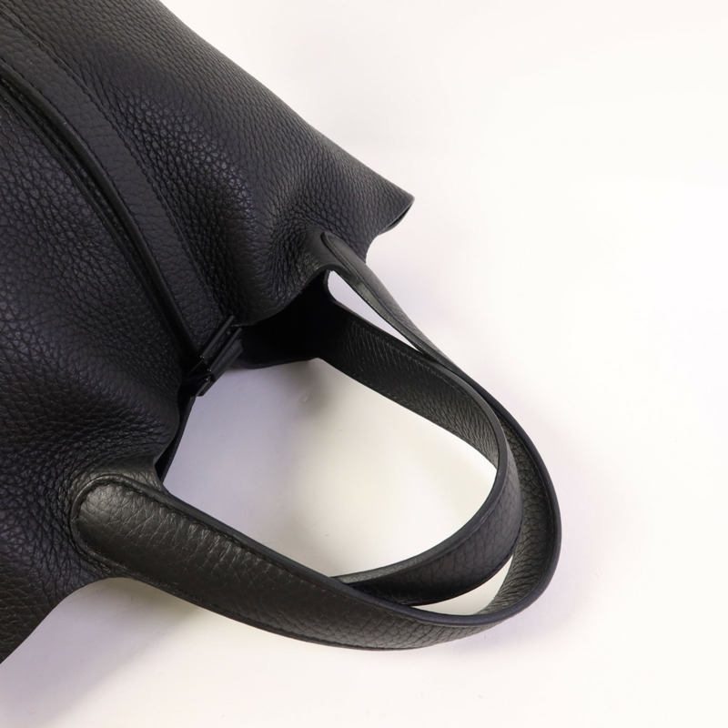 HERMES Clemence皮革Picotin PM手挽袋So Black-4
