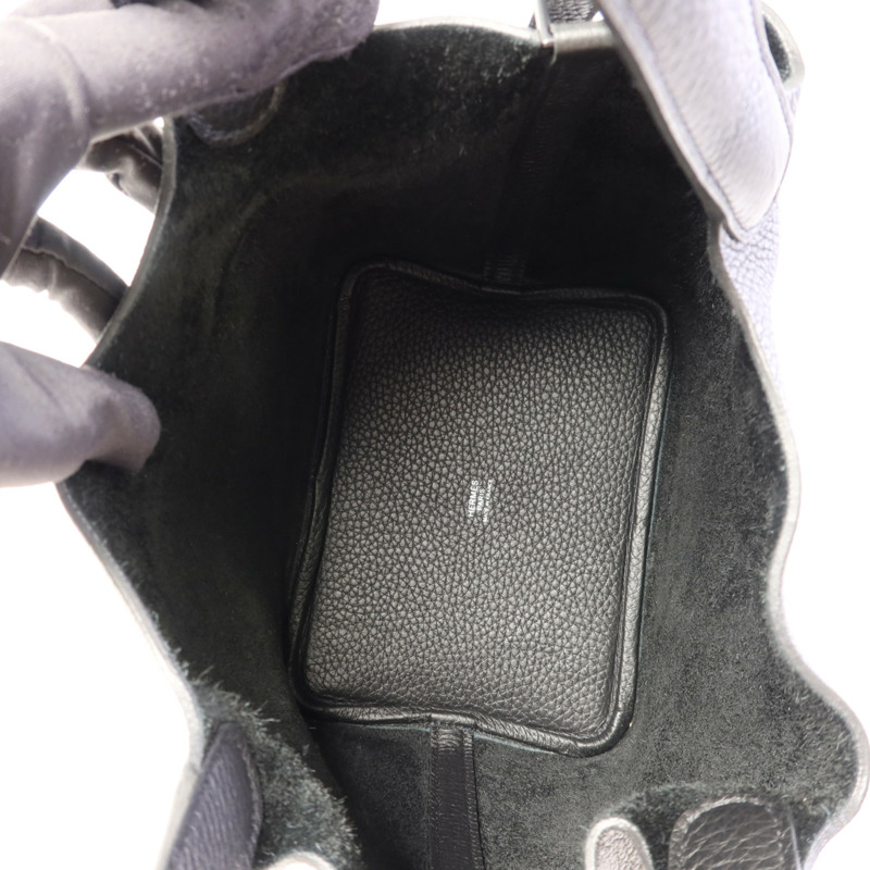 HERMES Clemence皮革Picotin PM手挽袋So Black-5
