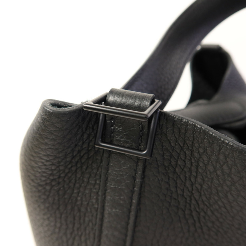 HERMES Clemence皮革Picotin PM手挽袋So Black-8