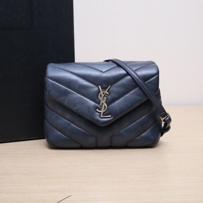 SAINT LAURENT LOULOUMini20Y縫黑色牛皮金扣肩背包-0