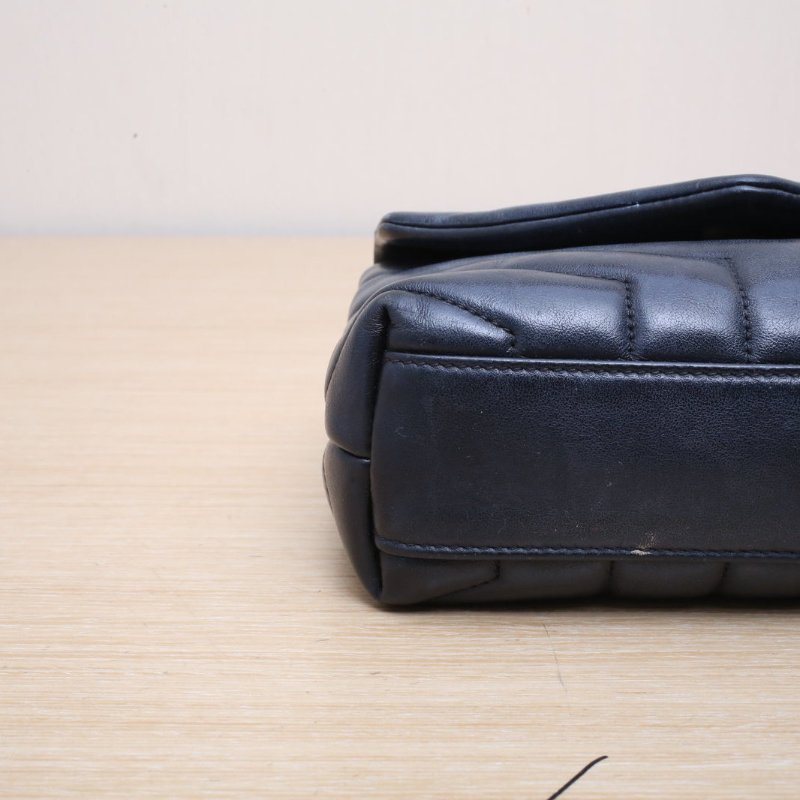 SAINT LAURENT LOULOUMini20Y縫黑色牛皮金扣肩背包-2
