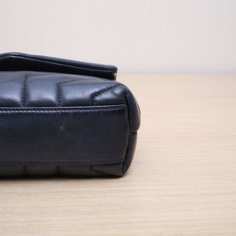 SAINT LAURENT LOULOUMini20Y縫黑色牛皮金扣肩背包-3