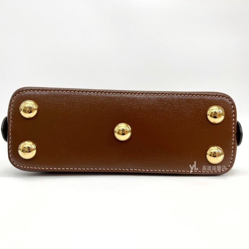 ❣Gucci PVC拚咖牛皮1955金馬銜釦手提斜背貝殼包-4