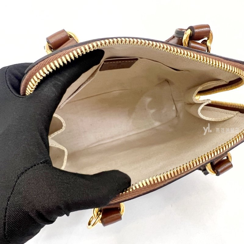 ❣Gucci PVC拚咖牛皮1955金馬銜釦手提斜背貝殼包-7