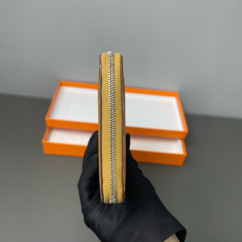 Hermes 愛馬仕 絲巾長夾/金棕色/99新閒置美品-3